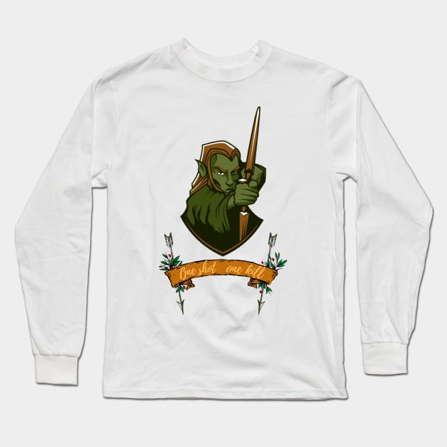 Elvish Archer DnD/Fantasy - One shot one kill Long Sleeve T-Shirt by Ericnaitor